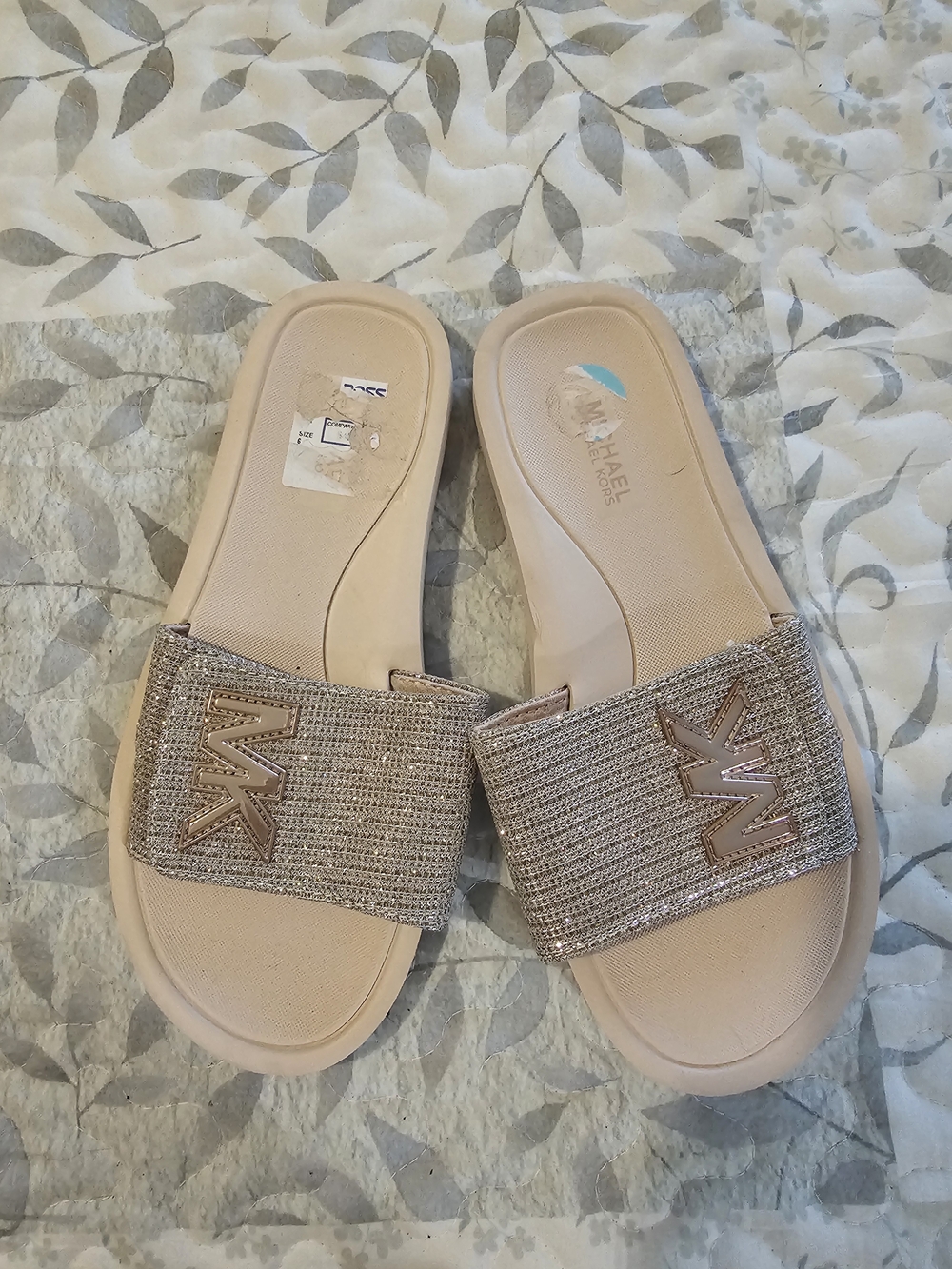 MICHAEL Michael Kors Nude Rose Metallic Slide Sandals